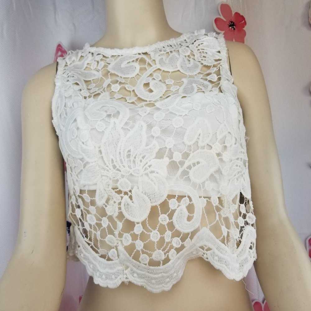 White Crochet Crop Top